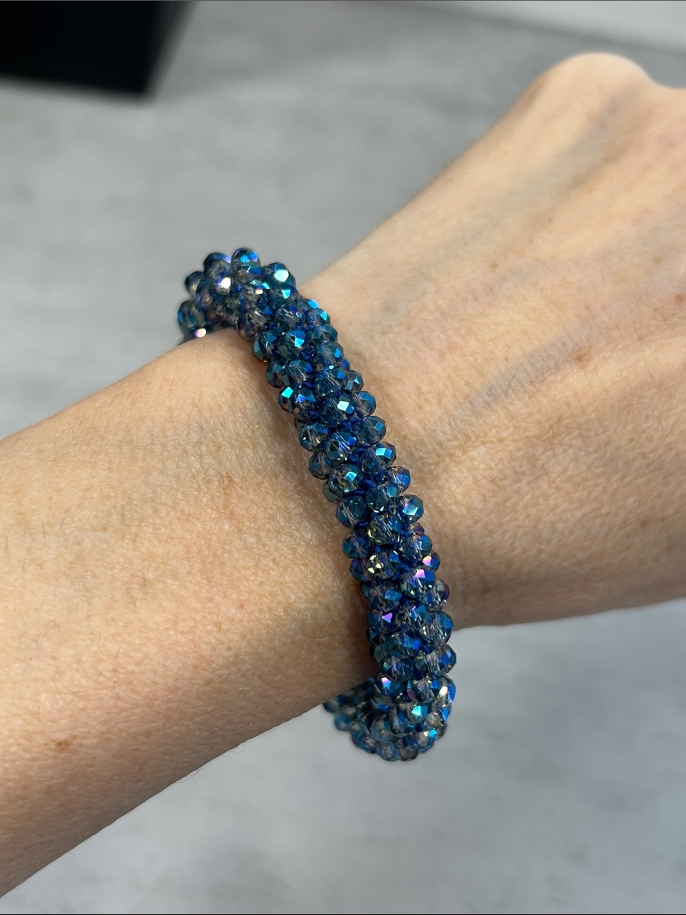 Sparkling Blue Crystal Stretch Bracelet - Women Jewelry - Picture 3 of 3